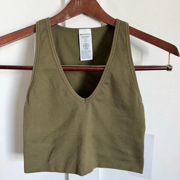 Athleta Aurora NWT crop rib tank XS olive green - Picture 3 of 10